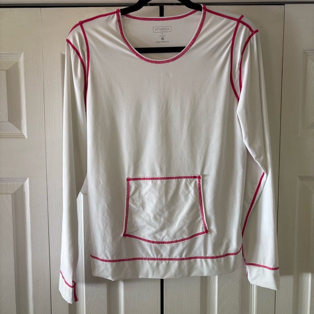 Athleta Rash Guard, White Long Sleeve Top